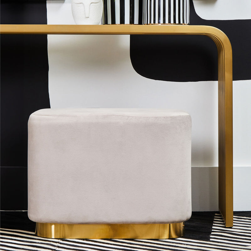 Mink Velvet and Matte Gold Rectangular Pouffe | Hartford