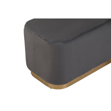 Grey Velvet Bench with Matte Gold Base | Hartford