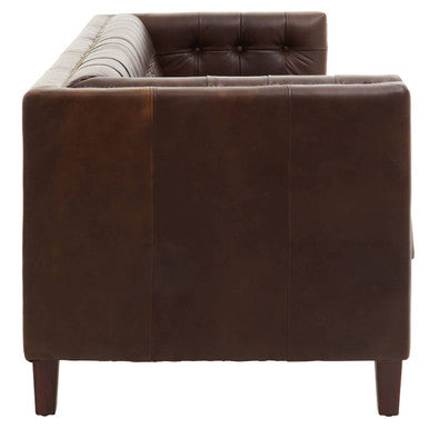 3 Seater Modern Chesterfield Dark Brown Leather Sofa | King