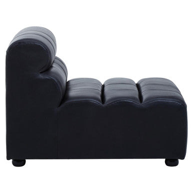Armless Antique Black Leather Modular Sofa Chair | King