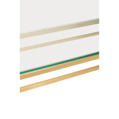 Geometric Gold Brushed Stainless Steel Console Table with Tempered Glass Top | Allure
