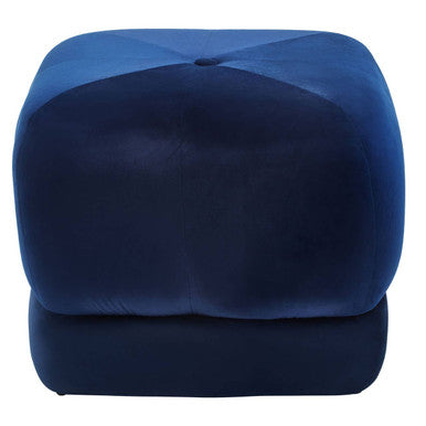 Midnight Blue Velvet Square Stool | Kaia