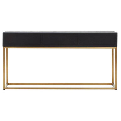 Balck Oak Wood Console Table with Sleek Brushed Gold Frame | Siena