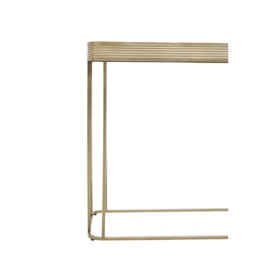 Gold Metal Console Table with Mirrored Top and Decorative Textured Edge | Ella