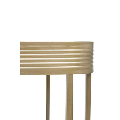 Gold Metal Console Table with Mirrored Top and Decorative Textured Edge | Ella