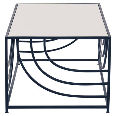 Balack and Silver Mirrored Glass Top Rectangualr Coffee Table | Logan