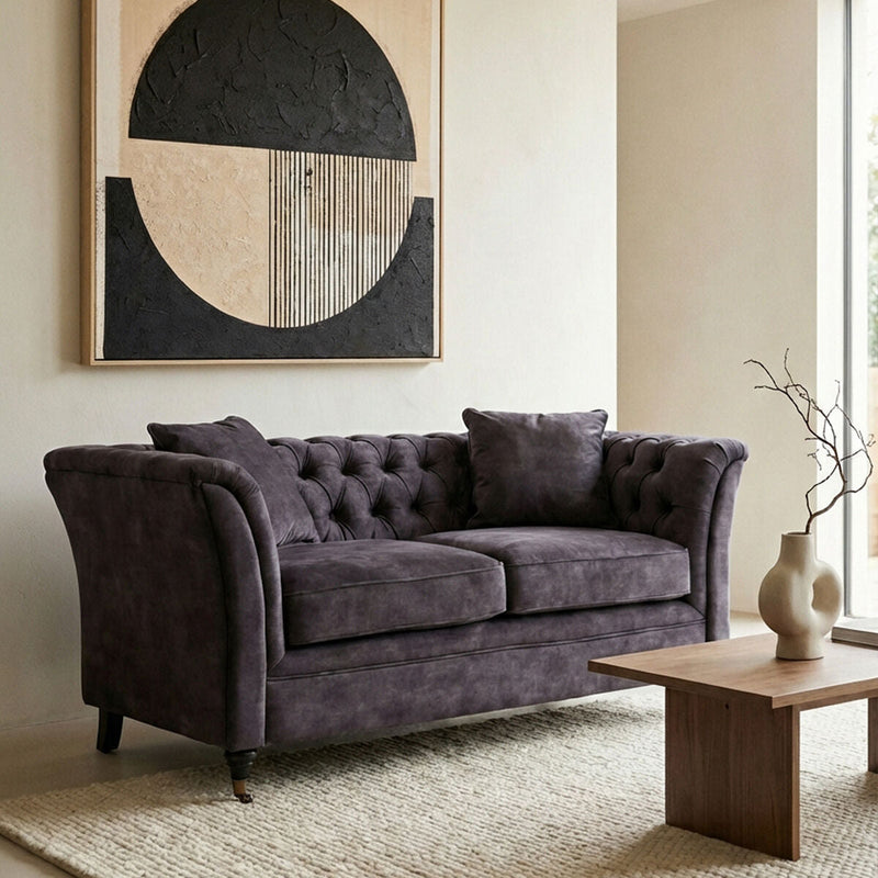 2 Seater Grey Velvet Sofa | Sabrina