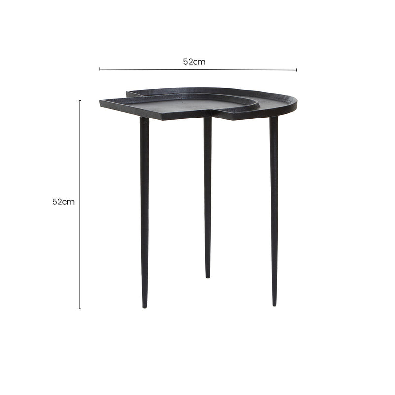 Silver Overlapping Tray Top Side Table with Black Metal Legs | Simbolo