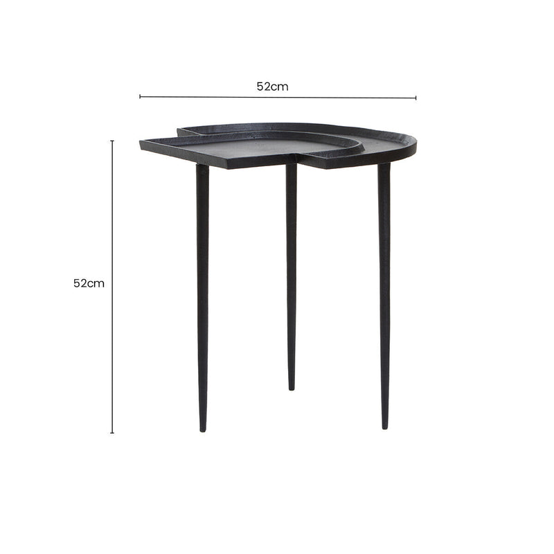 Black Nickel Metal Top Futuristic Abstract Side Table with Black Frame | Simbolo