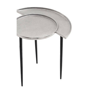 Silver Overlapping Tray Top Side Table with Black Metal Legs | Simbolo