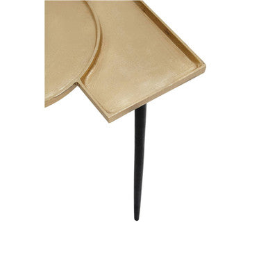Gold Overlapping Tray Top Side Table with Black Metal Legs | Simbolo