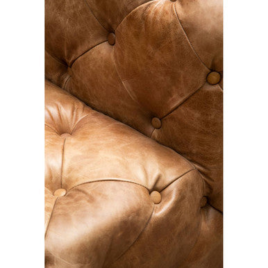 Brown Leather Left Arm Modern Chesterfield Sofa | Hoxton