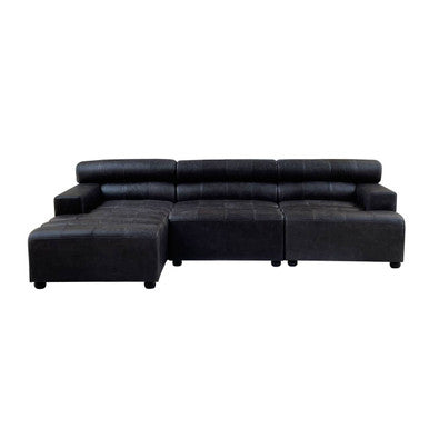 Right Arm Antique Black Leather Modular Sofas | King