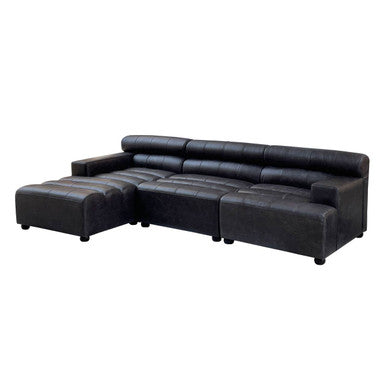 Right Arm Antique Black Leather Modular Sofas | King