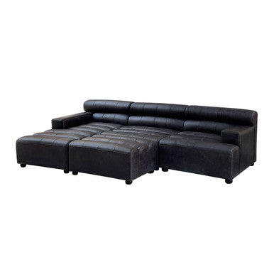 Antique Black Leather Modular Ottoman | King