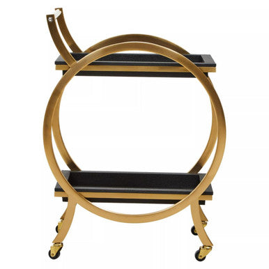 Two Tier Black Shagreen Effect Serving Trolley | Cardoba