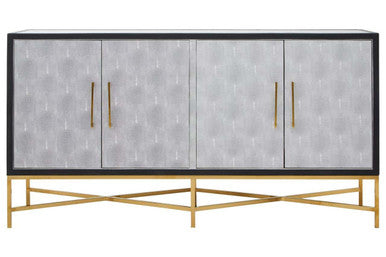 Grey Shagreen Effect 4 Door Sideboard | Cadiz