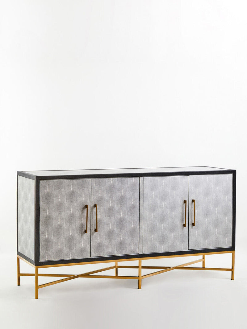 Grey Shagreen Effect 4 Door Sideboard | Cadiz