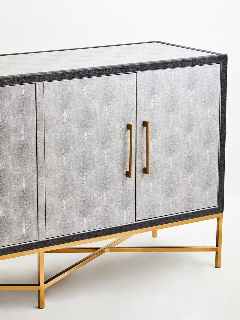 Grey Shagreen Effect 4 Door Sideboard | Cadiz