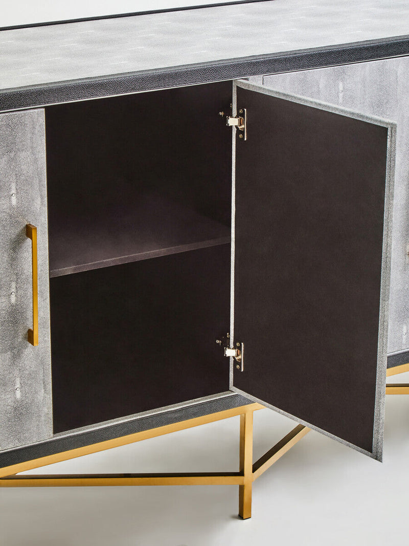 Grey Shagreen Effect 4 Door Sideboard | Cadiz
