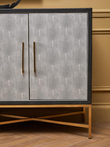 Grey Shagreen Effect 4 Door Sideboard | Cadiz
