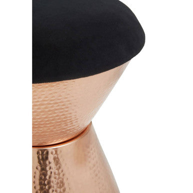 Black Velvet and Copper Finish Stool | Jaipur