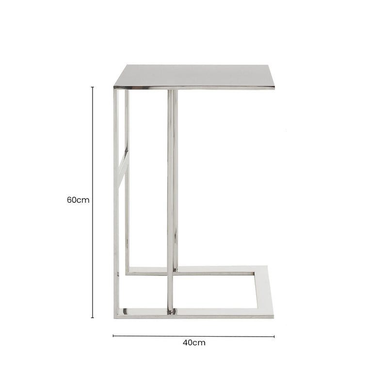 Silver Square Side Table in Stainless Steel | Oria