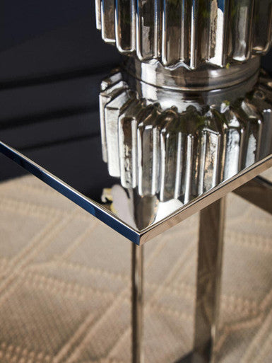 Silver Square Side Table in Stainless Steel | Oria