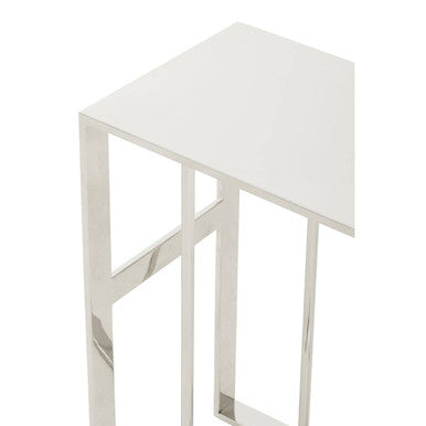 Silver Square Side Table in Stainless Steel | Oria
