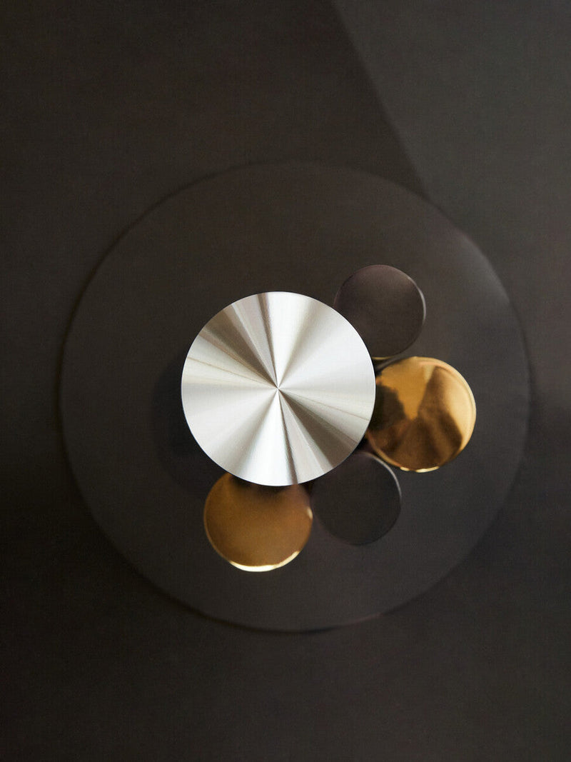 Clear Glass Top Side Table with Black and Gold Column Base | Oria