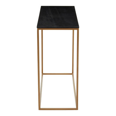 Black Marble Top Console Table with Matte Gold Metal Frame | Varana