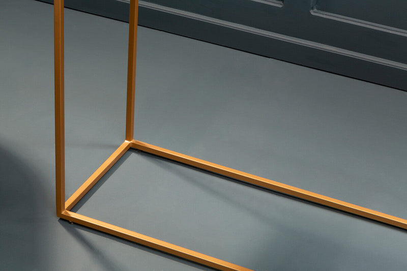 Black Marble Top Console Table with Matte Gold Metal Frame | Varana