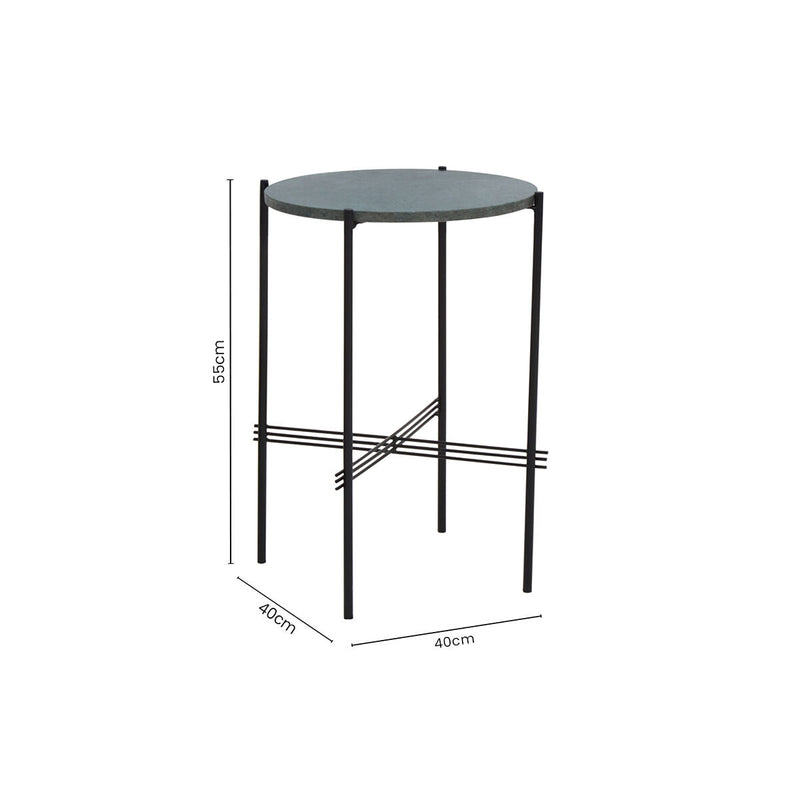 Green Marble Top Round Side Table | Mandoli
