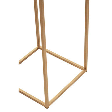 Nest of 2 White Marble Square Top Side Tables with Gold Metal Frame | Mandoli