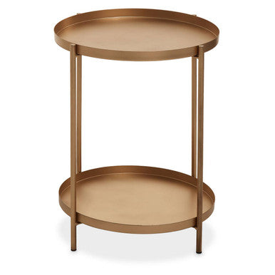 Gold Two Tiers Round Metal Side Table | Mandoli