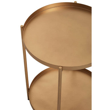 Gold Two Tiers Round Metal Side Table | Mandoli