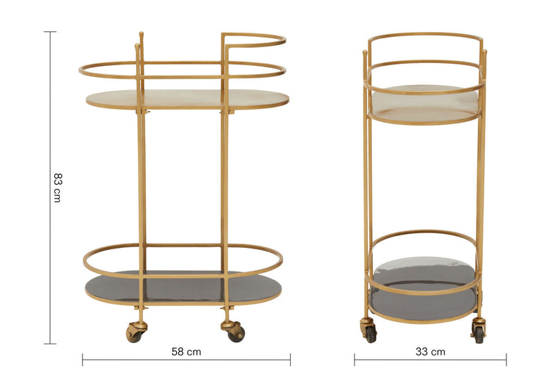 Gold and Grey Two Tier Drinks Trolley, Kobra