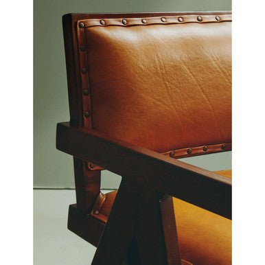 Tan Leather and Teak Frame Dining Chair | Inca