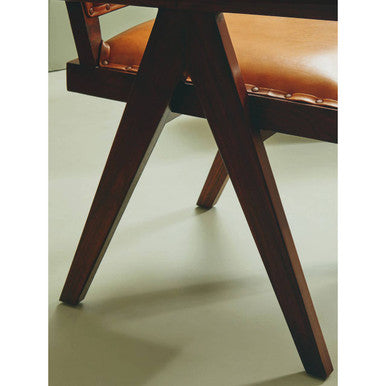 Tan Leather and Teak Frame Dining Chair | Inca