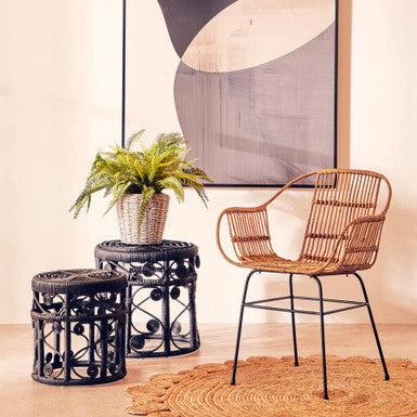 Natural Rattan with Black Metal Armchair | Java