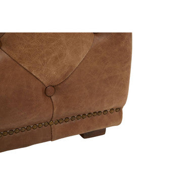 Brown Leather Rectangle Chesterfield Ottoman | Hoxton