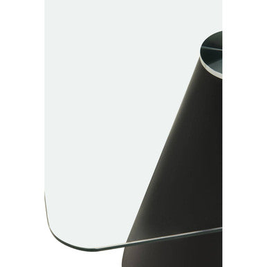 Clear Glass Square Top Dining Table with Black Conical Base | Azalea