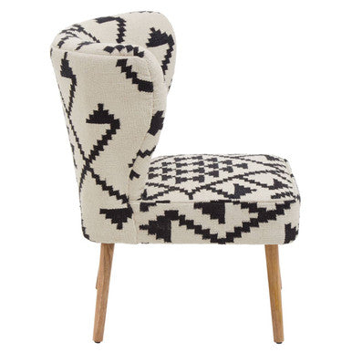 White and Black Berber Style Mango Wood Chair | Cefena