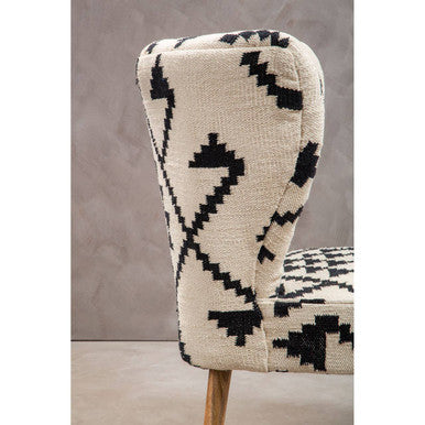 White and Black Berber Style Mango Wood Chair | Cefena