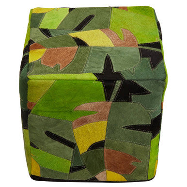 Botanical Leather Pouffe | Safira