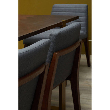 Grey Acacia Veneer Chevron Wood Rectangular Top Dining Table with Antique Brass Frame | Brando