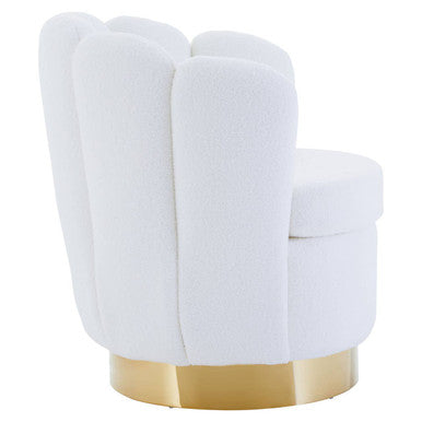 Off White Boucle Scalloped Swivel Chair | Biarritz