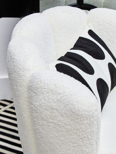 Off White Boucle Scalloped Swivel Chair | Biarritz