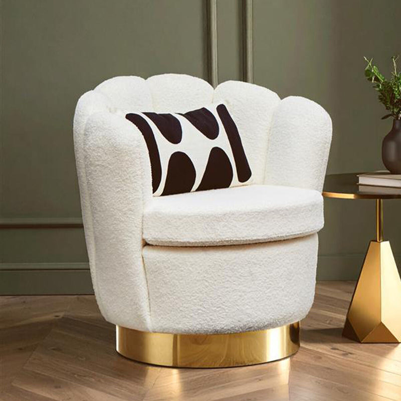 Off White Boucle Scalloped Swivel Chair | Biarritz