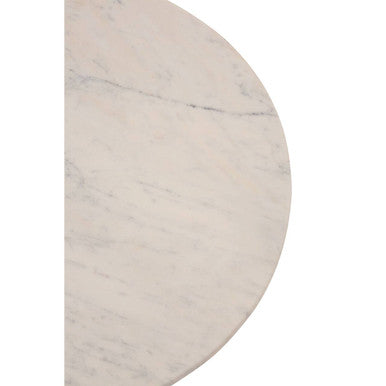 White Carrara Marble Top Side Table with Gold Iron Base | Amira